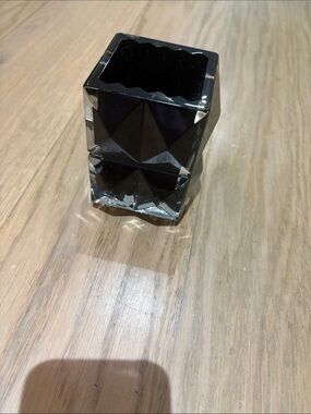 Baccarat Black Crystal Faceted Square Organizer
